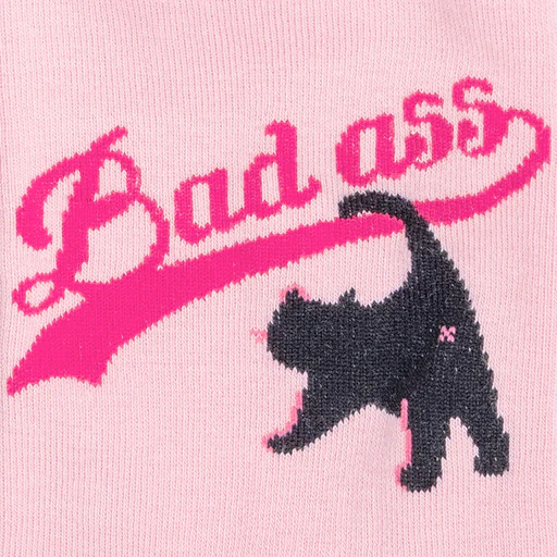 Bad Ass Cat Crew Socks (pink) - Image 2
