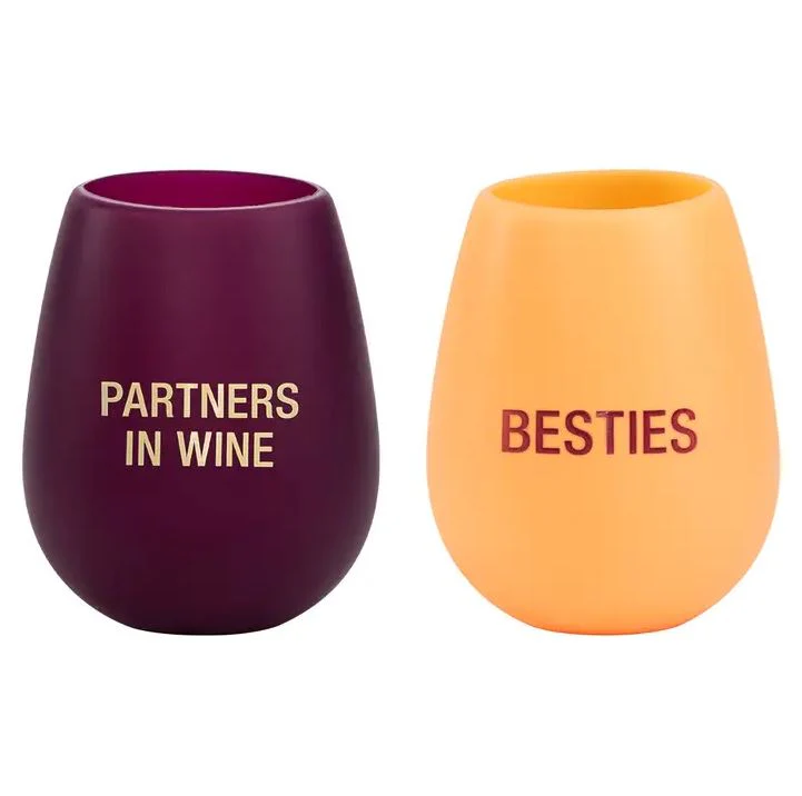 Besties and Partners in Wine Cup Set
