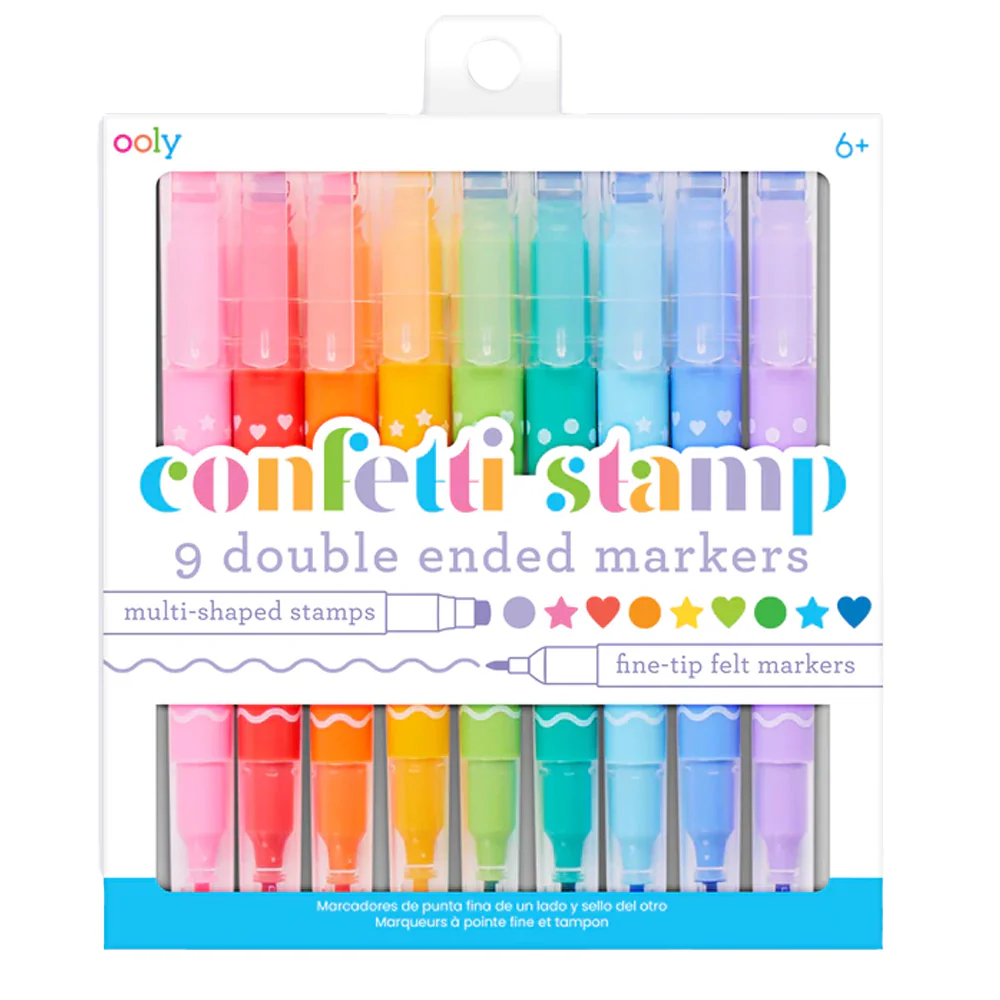 Confetti Stamp Double-Ended Markers - Set of 9