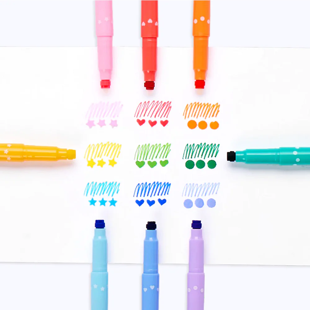 Confetti Stamp Double-Ended Markers - Set of 9 - Image 2