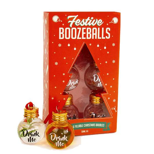 Festive Boozeball Ornaments - set of 6