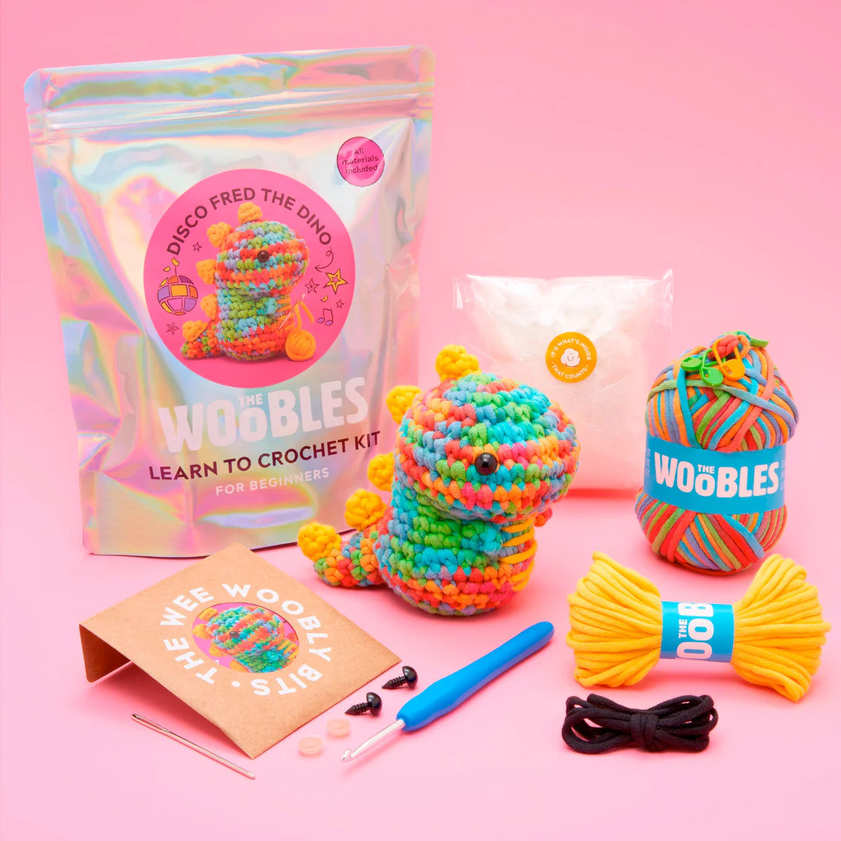Fred the Rainbow Dinosaur Beginner Crochet Kit - Image 2