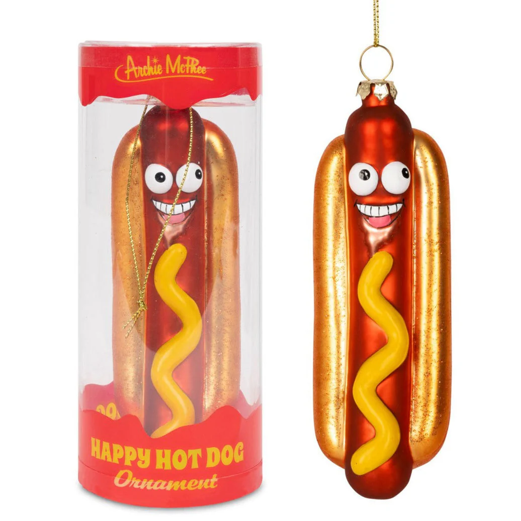 Hot Dog Hand-Blown Glass Ornament