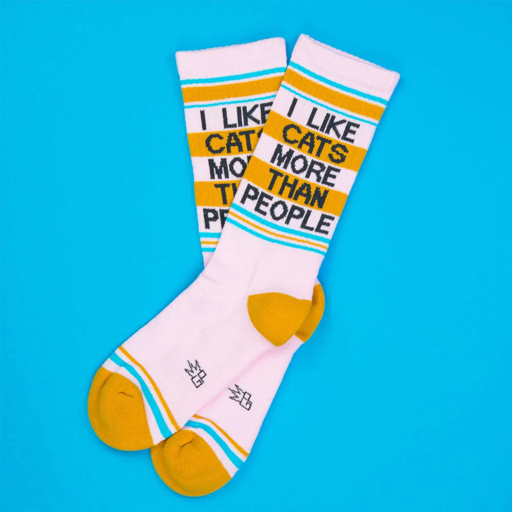 I Like Cats More Than People Gym Crew Socks - Image 2