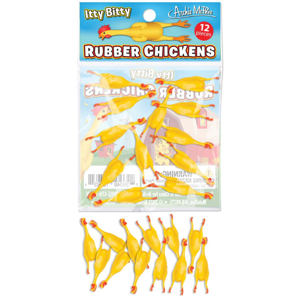 Itty Bitty Rubber Chickens - Bag of 12
