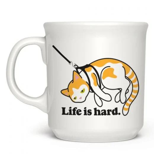 Life is hard. cat on leash mug