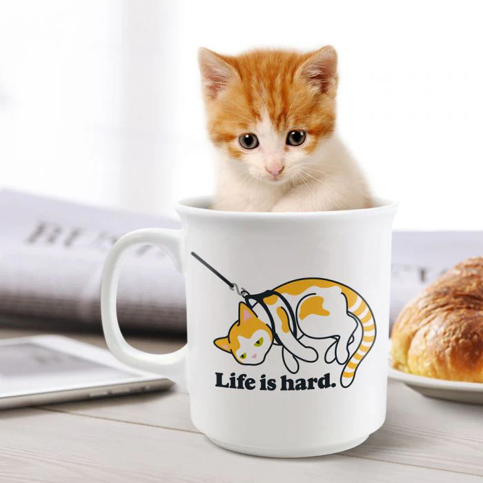 Life is hard. cat on leash mug - Image 2