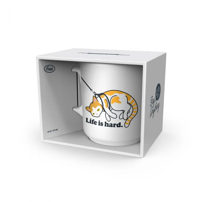 Life is hard. cat on leash mug - Image 3