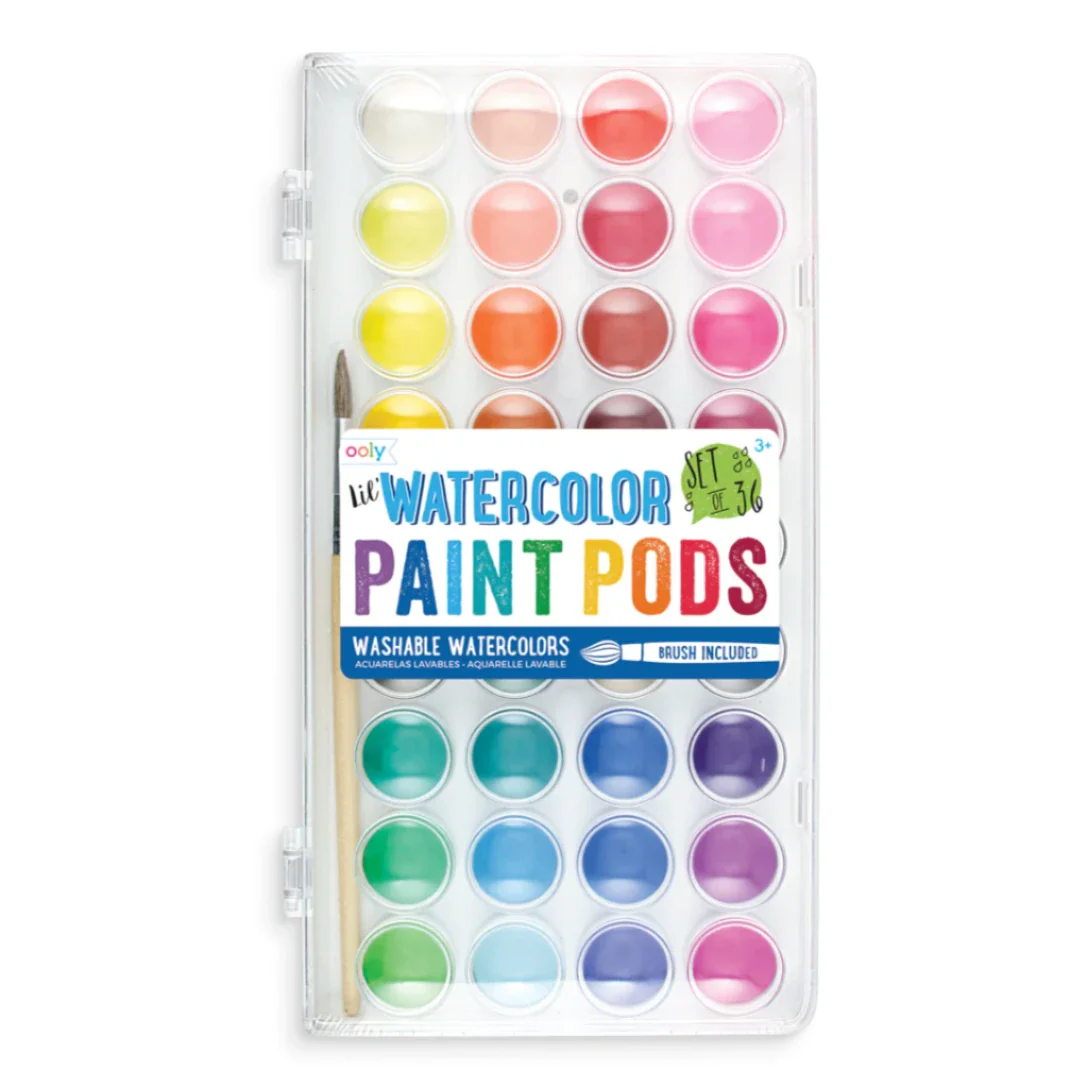 Lil Paint Pods - Set of 36 - Watercolors + Brush