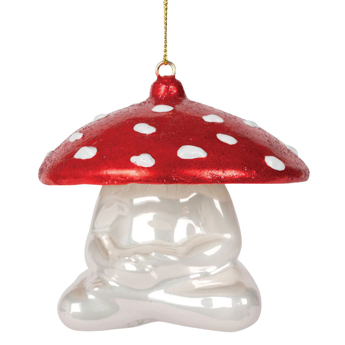 Meditating Mushroom Glass Ornament