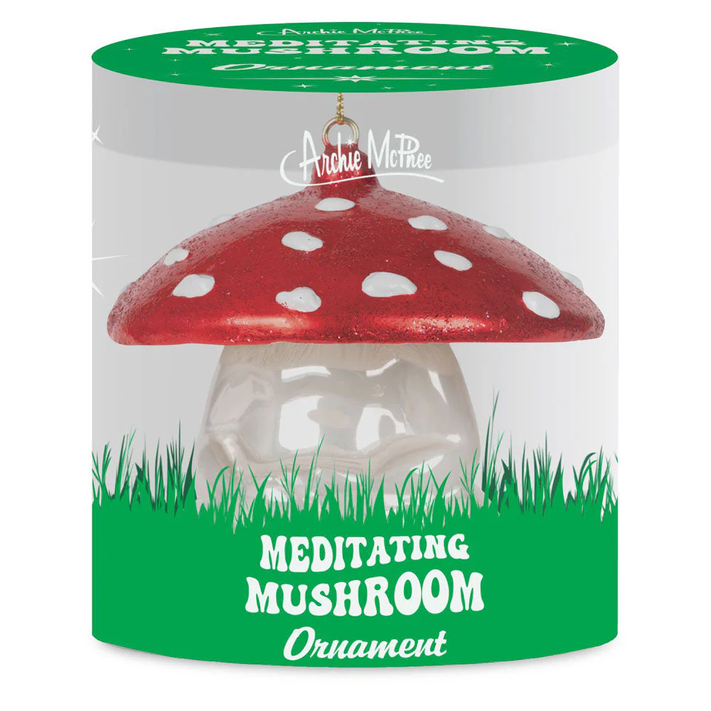 Meditating Mushroom Glass Ornament - Image 2