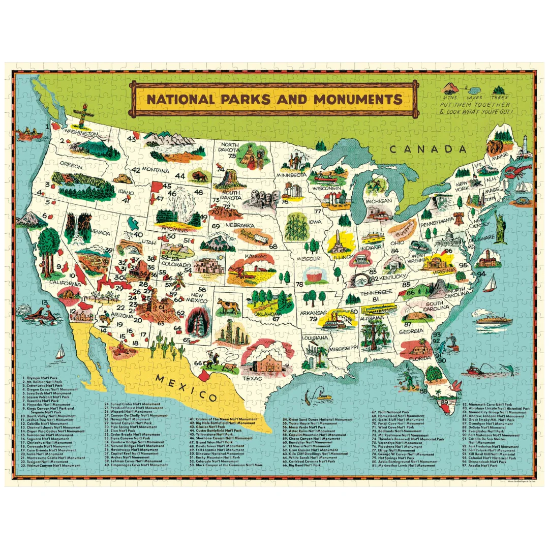 National Parks Map 1000 Pc  Puzzle - Image 2