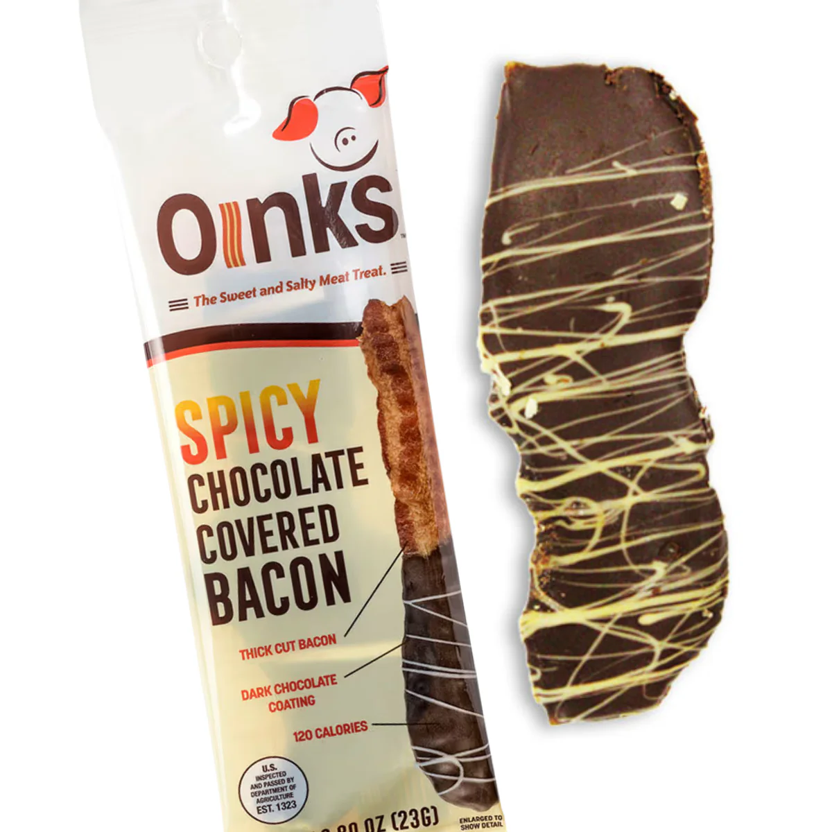 Oinks Spicy Chocolate Covered Bacon - 1 package