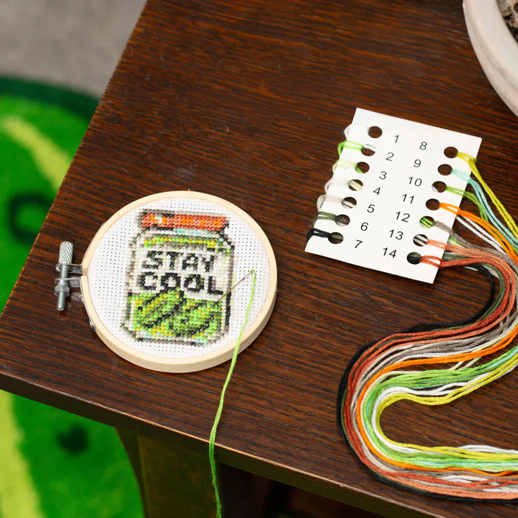 Stay Cool Pickle Mini Cross Stitch - Image 2
