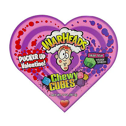 Warheads Sour Chewy Cubes Heart Box