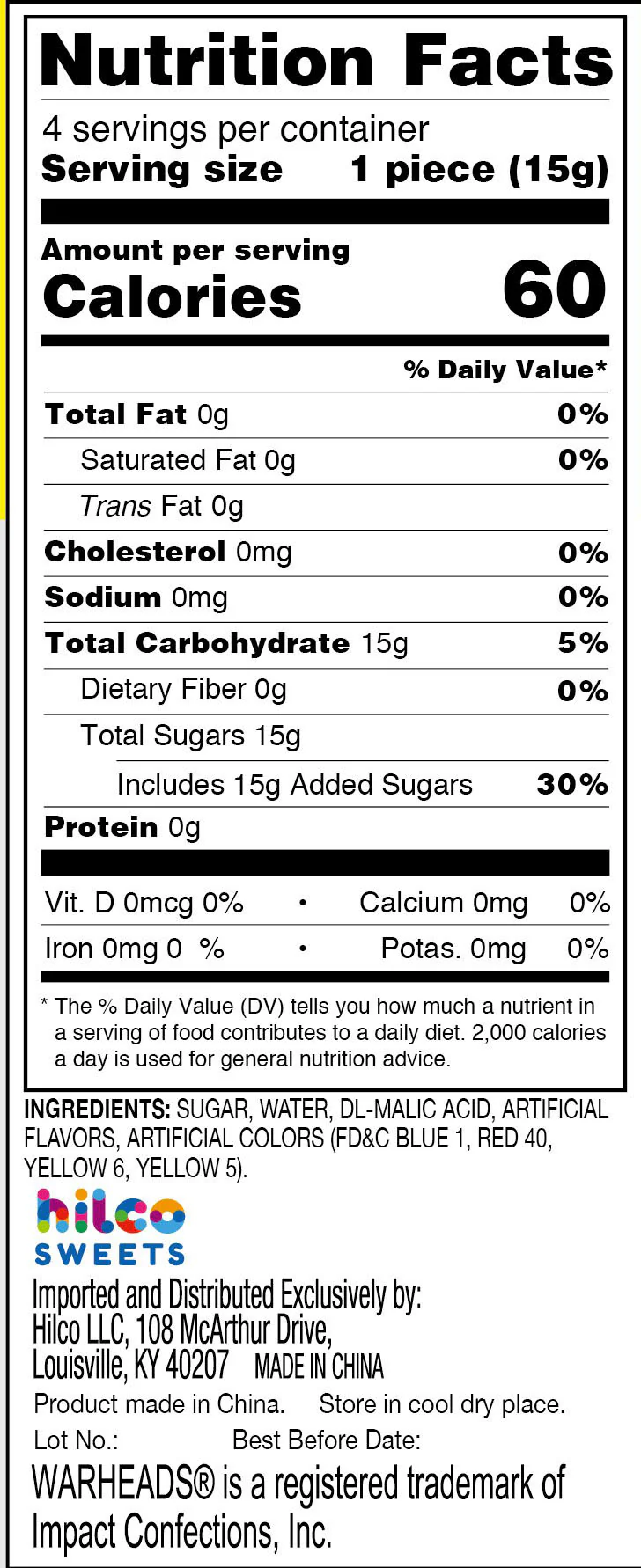 Warheads Sour Rock Candy Sticks 4 pack - Image 3