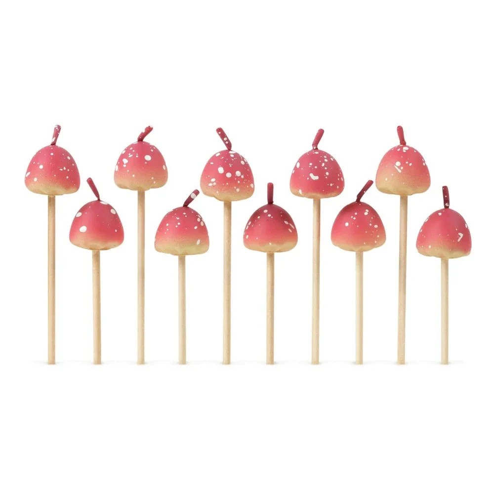 Woodland Wicks - 10 Mushroom Birthday Candles- - Image 2